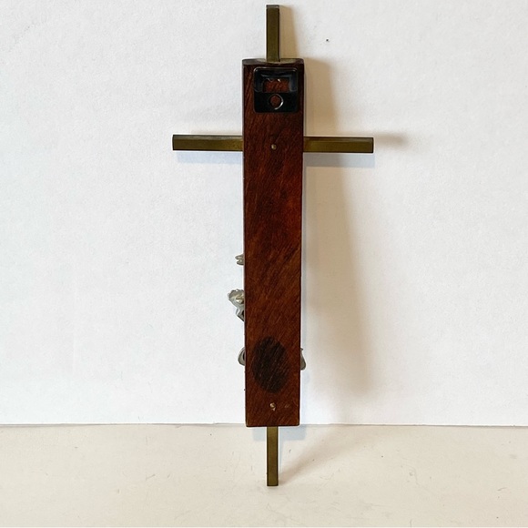 Vintage Brass, Pewter, and Wood Praying Boy Cross Holy Crucifix Religious - Picture 4 of 12